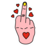 Middle Finger With Red Hearts Illustration Sticker