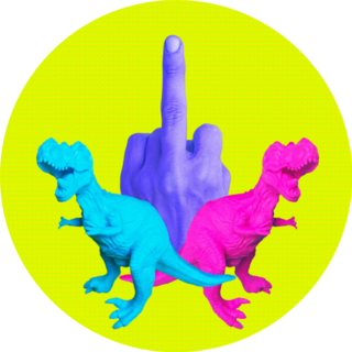 Middle Fingers And Dinosaurs Abstract Sticker