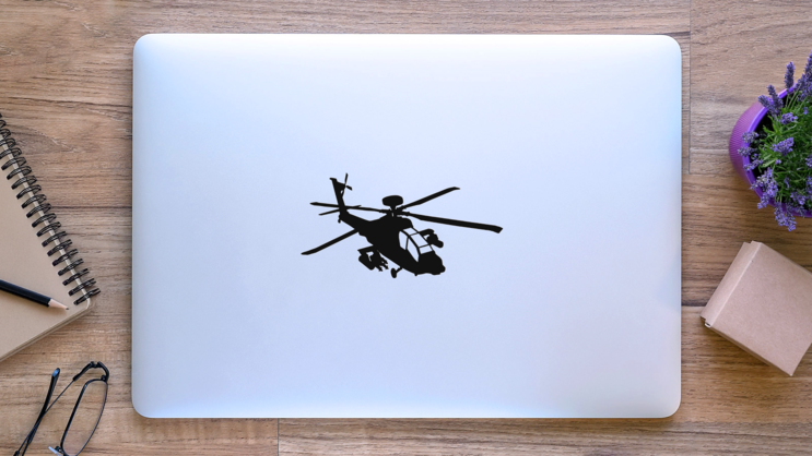 Military Helicopter Silhouette Sticker on a Laptop (New) example