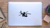 Military Helicopter Silhouette Sticker on a Laptop (New) example