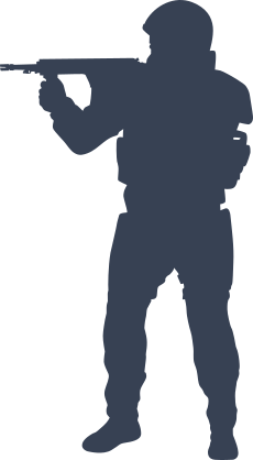 Military Man Aiming Gun Sticker