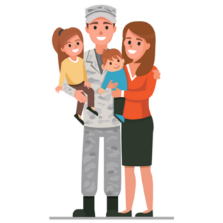 Military Man With His Family Sticker