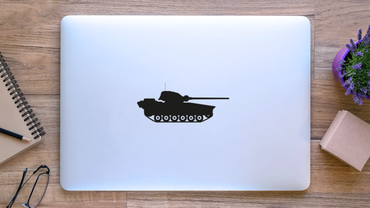 Military Tank Sticker on a Laptop (New) example