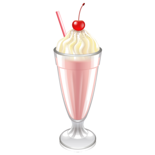 Milkshake With Whipped Cream And Cherry Sticker