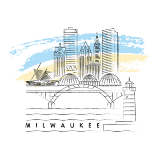 Milwaukee Wisconsin Skyline brush Illustration Sticker
