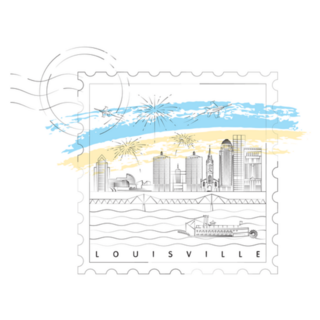 Minimal Louisville, Kentucky Skyline Illustration Sticker