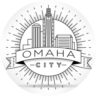 Minimal Omaha Nebraska Linear City Skyline Typography Sticker
