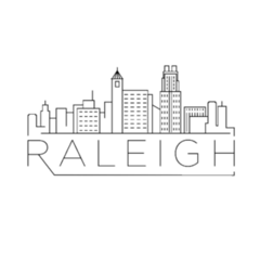 Minimal Raleigh Linear City Skyline Sticker