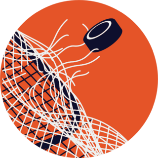 Minimal Style Hockey Puck Breaks Through Goal Net Sticker