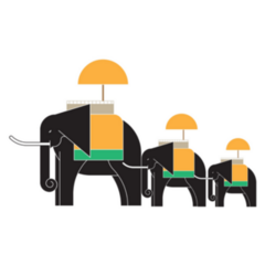 Minimal Thailand Elephants Standing With Umbrella Sticker