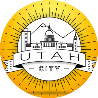Minimal Utah City Linear Skyline With Typographic Design Sticker