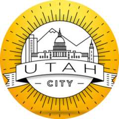 Minimal Utah City Linear Skyline With Typographic Design Sticker