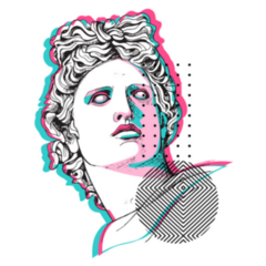 Minimalistic Bright Colored Apollo Plaster Head Glitch Art Sticker