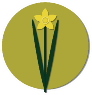 Minimalistic Image Of A Daffodil On A Yellow Sticker