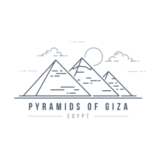 Minimalistic Line-art The Great Pyramids In Giza, Egypt Sticker