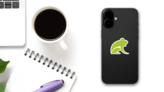Minimalistic Stylized Frog Sticker on a Phone (New) example
