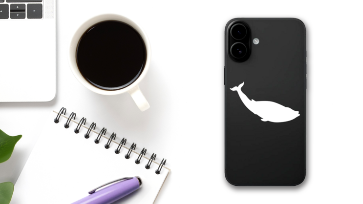 Minke Whale Sticker on a Phone (New) example