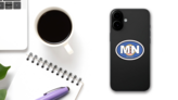 Minnesota Mn State Flag Oval Sticker on a Phone (New) example
