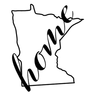 Minnesota State Map With Word Home Sticker