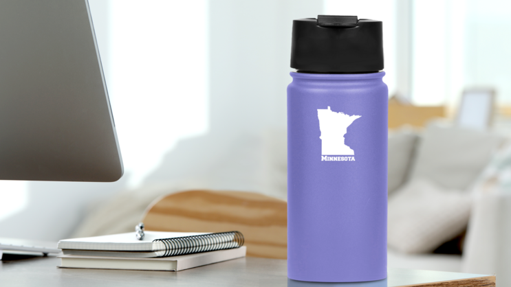 Minnesota State Sticker on a Water Bottle (New) example