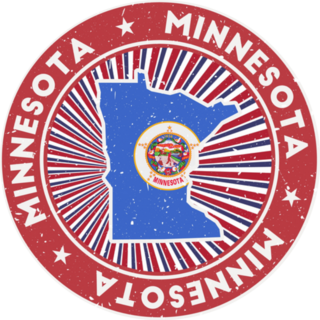 Minnesota State with Patriotic Stripes Sticker