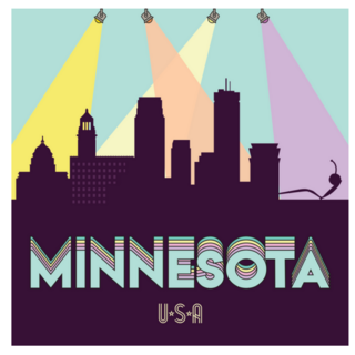 Minnesota Usa Skyline Silhouette Rainbow Sticker