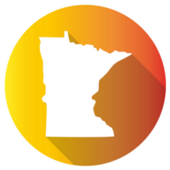 Minnesota With Shadow. Orange Gradient Color Sticker