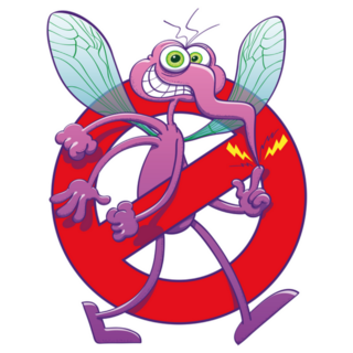 Mischievous Grinning Mosquito Caution Sign Sticker