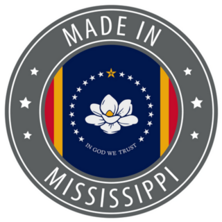 Mississippi Gray Stamp With A Round State Flag. Sticker