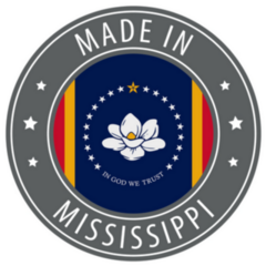 Mississippi Gray Stamp With A Round State Flag. Sticker