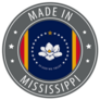Mississippi Gray Stamp With A Round State Flag. Sticker