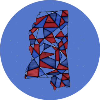 Mississippi In Stained Glass With Red, Blue And White Sticker