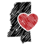 Mississippi Map And Heart Logo Design Sticker