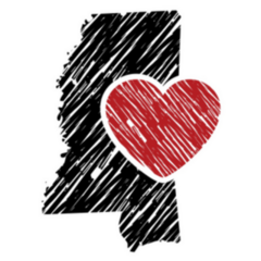 Mississippi Map And Heart Logo Design Sticker