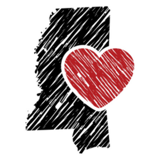 Mississippi Map And Heart Logo Design Sticker