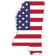 Mississippi Map On American Flag Sticker