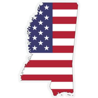 Mississippi Map On American Flag Sticker