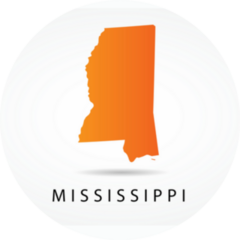 Mississippi Map With Orange Gradient Sticker