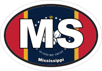 Mississippi Ms State Flag Oval Sticker