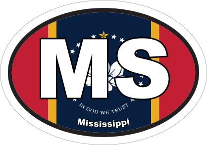 Mississippi Ms State Flag Oval Sticker