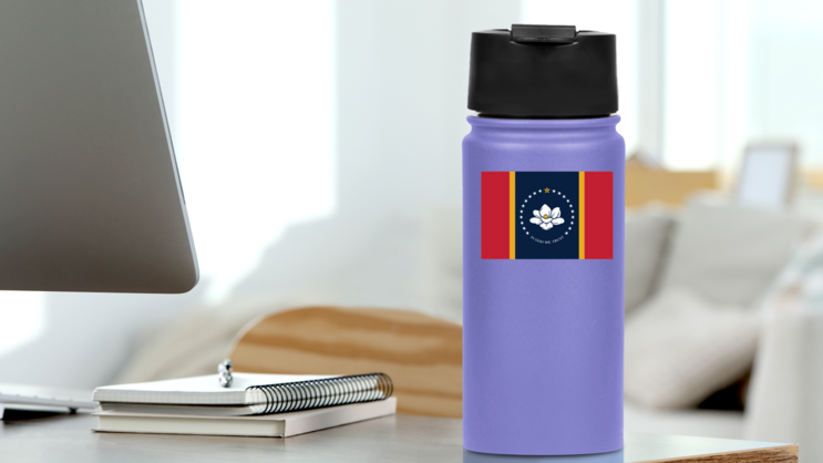 Mississippi Ms State Flag Sticker on a Water Bottle (New) example