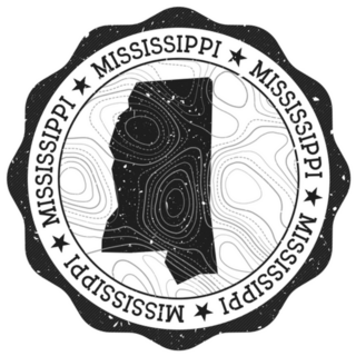Mississippi Outdoor Stamp With Topographic Isoline Sticker