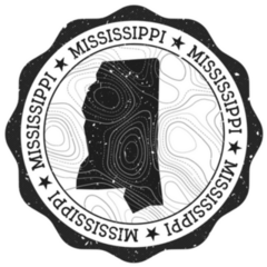 Mississippi Outdoor Stamp With Topographic Isoline Sticker