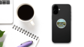 . Mississippi River. State Round Sticker on a Phone (New) example