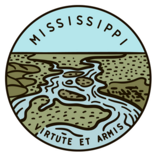 . Mississippi River. State Round Sticker