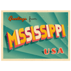 Mississippi Touristic Greeting Card Sticker