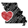 Missouri Map And Heart Logo Sticker