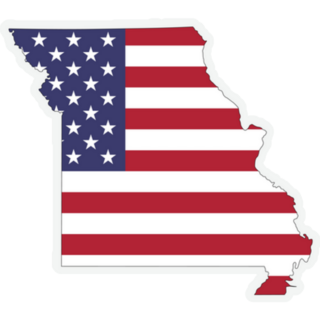 Missouri Map On American Flag.Design Sticker