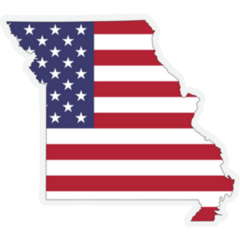 Missouri Map On American Flag.Design Sticker