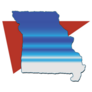 Missouri Map With Blue Gradient And Triangle Sticker